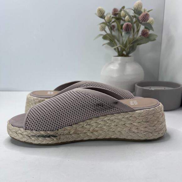 Eileen Fisher Tali Recycled Stretch Knit Espadrille Wedge Sandals Tan Women's 10 - Picture 6 of 10